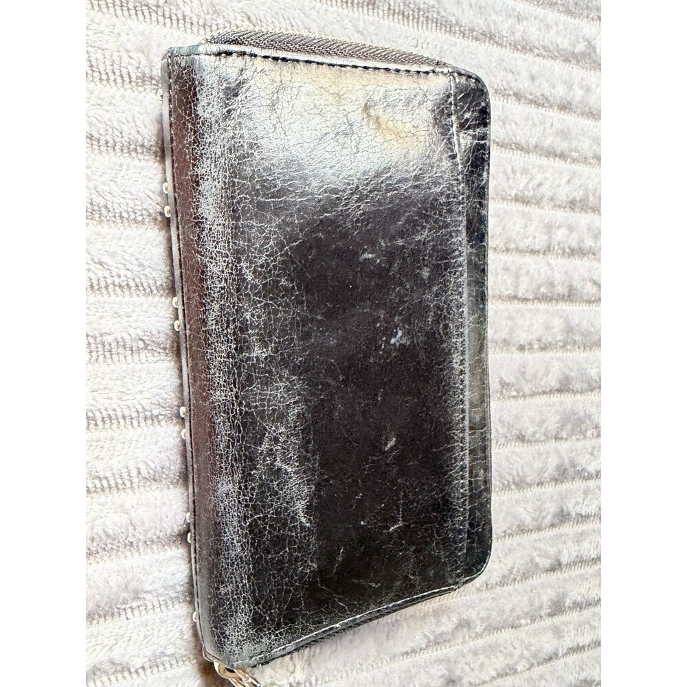 HOBO INTERNATIONAL black SOFT LEATHER ZIP AROUND STUDDED WALLET - Picture 12 of 16